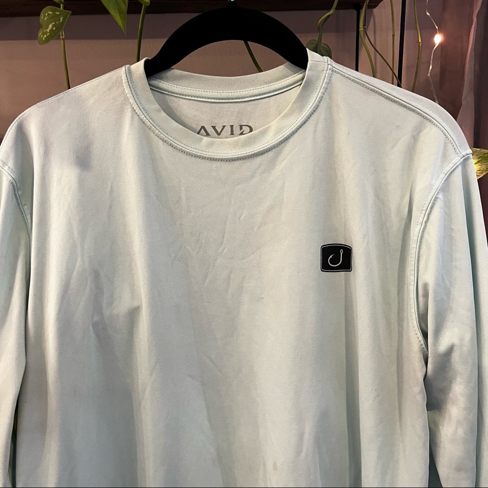 Avid UV Sun Moisture Wicking Long Sleeve Short Fishing Beach M (Some stains)